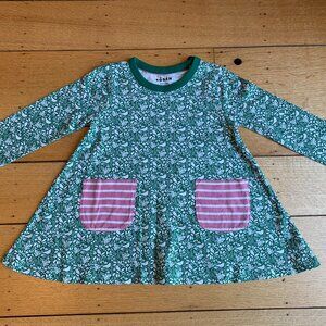 Mini Boden 4-5Y Green Toile Bird Tunic